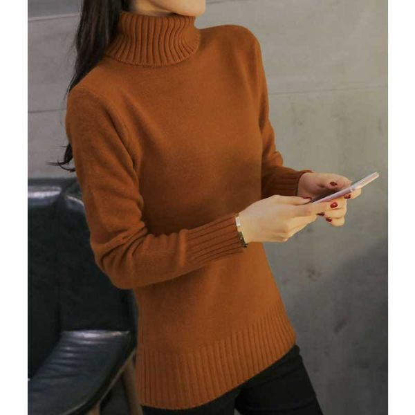 

autumn and winter women's sweater loose soild color design sense long sleeve casual high neck plus velvet knitted pullovers top, White;black