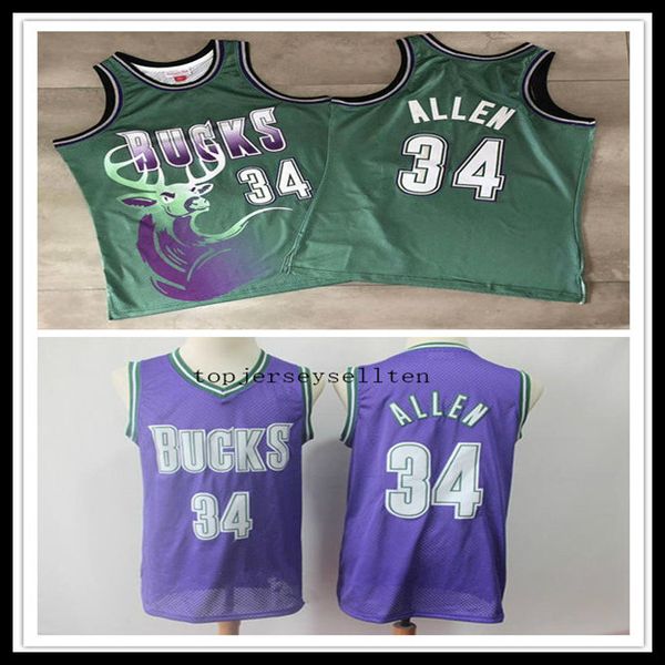 

milwaukee bucks men #34 ray allen 1996-97 city nba hardwood classics basketball jersey, Black