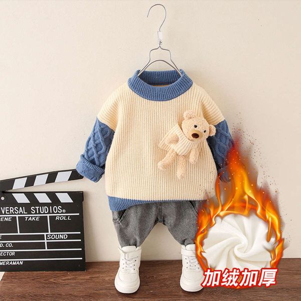 

new pure cashmere children's autumn bear winter sweater big boys' and girls' korean knitted base coat 6tsr, Blue