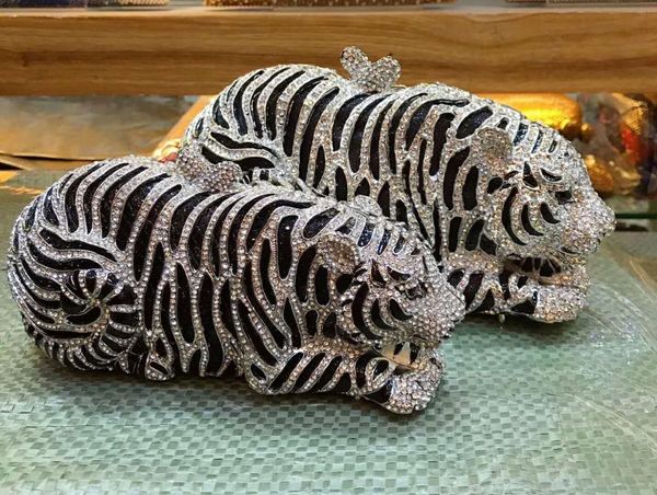 

xiyuan brand women tiger gold/silver metal shoulder clutch bag rhinestone purse wallet luxury evening party bridal bag lady gift