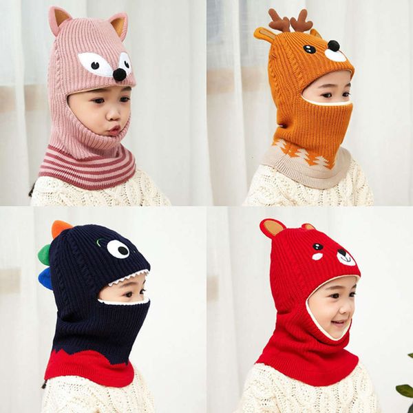 

plush winter korean children's hat autumn ear and neck protection, Red;brown