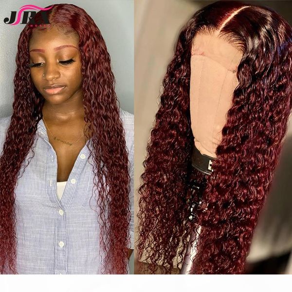 

99j color curly human hair wigs pre plucked with baby hair peruvian 13x6 lace front wig burgundy frontal wigs for women jrx hair, Black