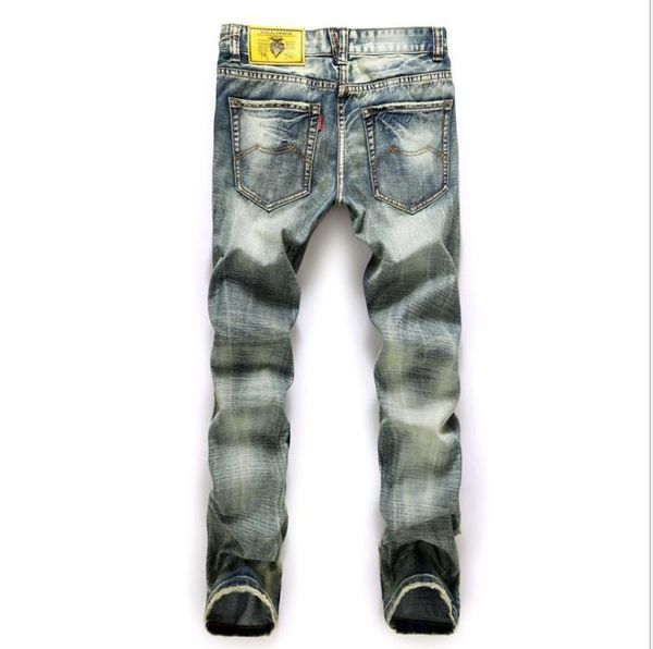 

trousers straight pants men's fashion brand beggars wear jeans men, Blue