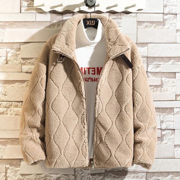 

hcxy 2020 winter jackets and coats for men new lamb wool coat mens parkas clothing trend cotton loose coat male, Black