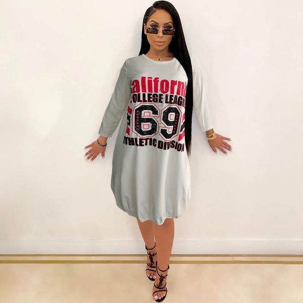 

dpsde 2020 women fashion street style short dresses long sleeve round neck dresses printed knee-length1, Black;gray