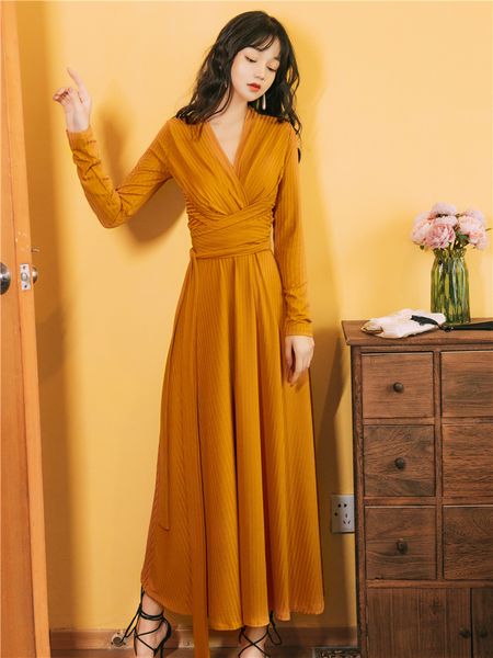 

new 2021 arrive woman night ankle-length party with cleavage v orange solid bands elasticity women dressed in summer dress f2fo, Black;gray