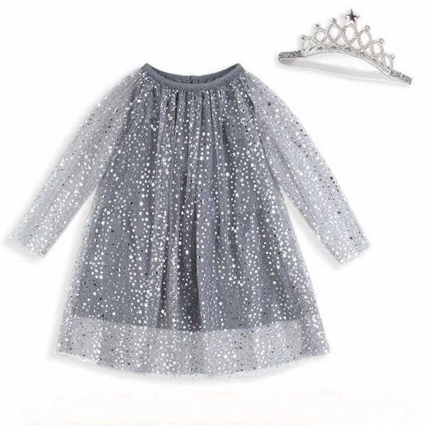 Abito da compleanno per bambini con maniche Costume da principessa Ragazze Tunica Abbigliamento per bambini Robe Fille Shiny Children es For Party 211231