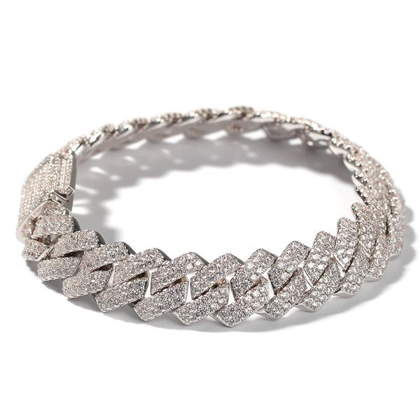 

hip hop miami curb cuban link chain bracelets personality can open lock men bling cz rapper, Golden;silver