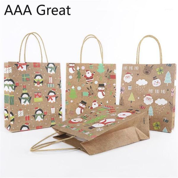 

gift wrap 48pcs/lot kraft paper bag gifts bags candy cookie bread nuts for biscuits christmas baking package supplies handle pouches1