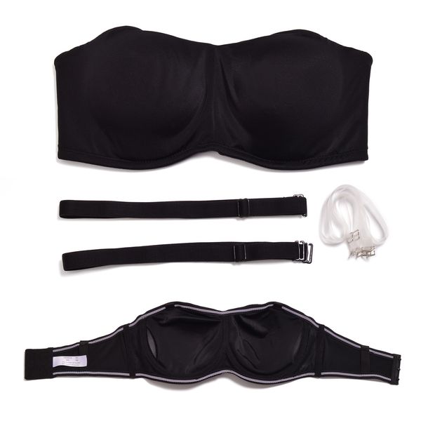 

ybcg strapless bra plus size push up lingerie convertible padded brassiere transparent straps bra without straps large size lj201204, Red;black
