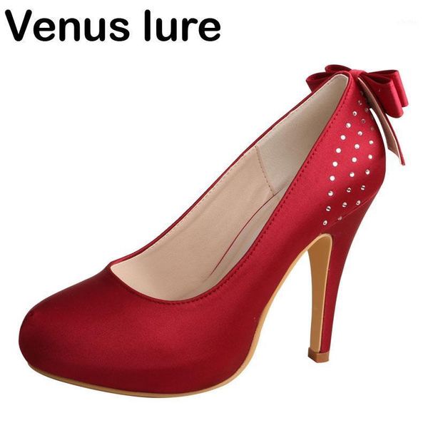 

handmade wine red bow pumps women wedding platform prom court shoes party1, Black