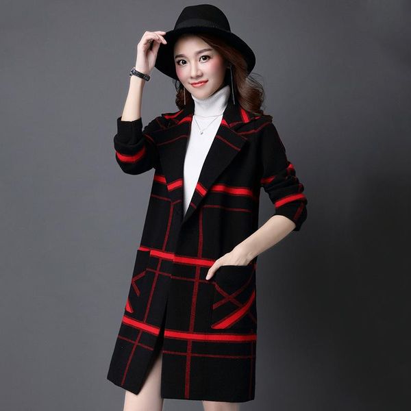 

women's knits & tees women knit sweater cardigan coat 2021 large size casual windbreaker autumn winter mid-long fashion kniting jacket, White