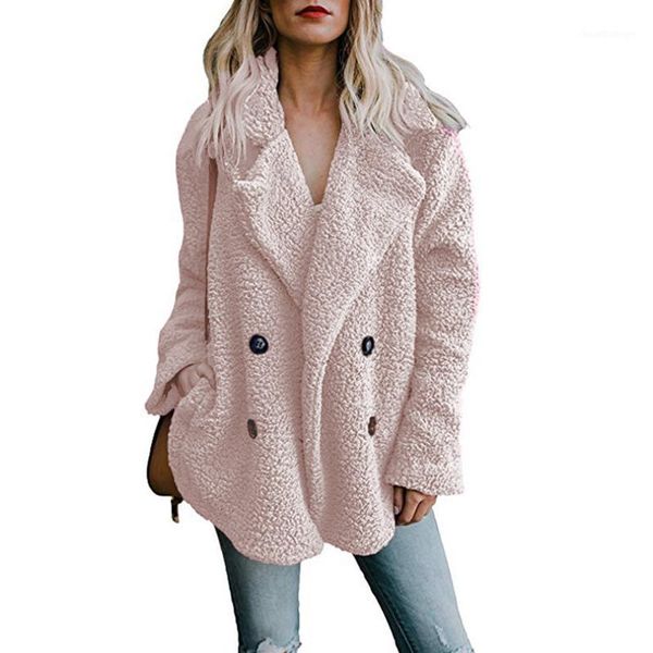

faux fur coat 2019 women streetwear autumn winter warm plush coat casual lamb fur jacket plus size 5xl1, Black