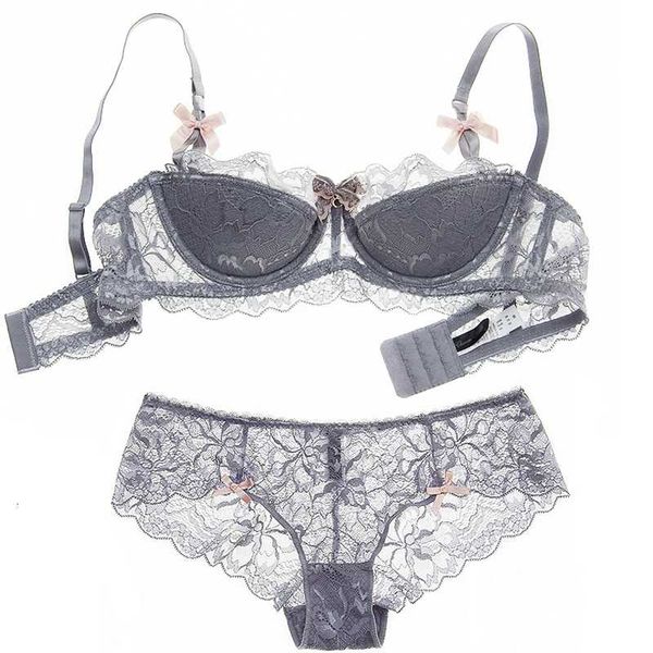 

big size intimates 70-85 abcd cup euramerican transparent women bra set ultrathin push up young ladies underwear sets 210122, Red;black