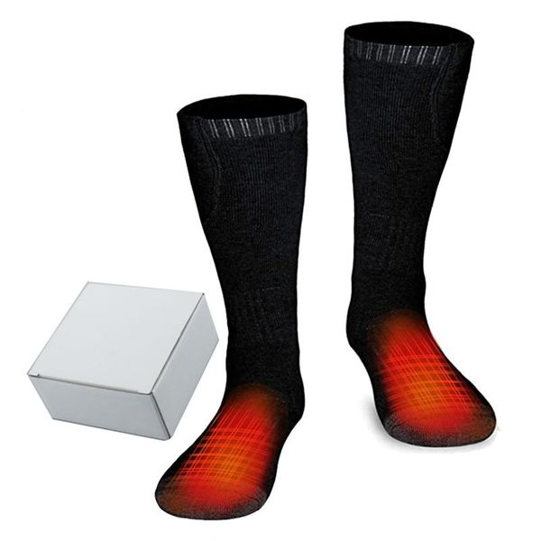 

men's socks electric battery heated winter men and women camping fishing cycling motorcycle skiing warm cotton calcetines, Black