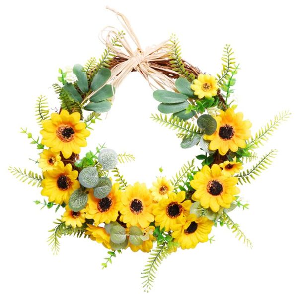 

1pc door wreath pendant artificial sunflower garland party layout hanging wreath