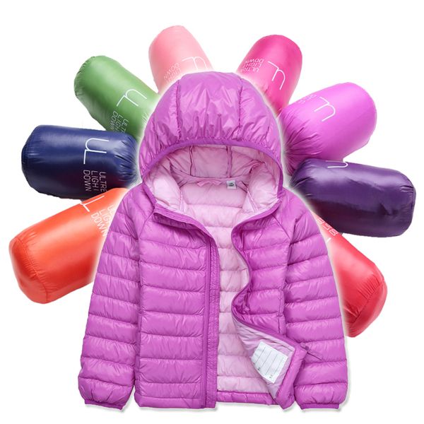 

off season 2019 new ultra lightweight down jacket baby children boys and girls hoodies short, Blue;gray