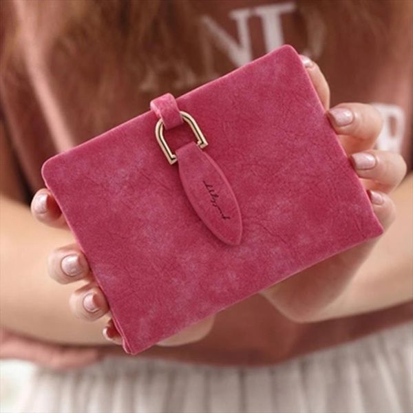 

fashion wallet women short purses vintage leather ladies snap fastener clutch wallet small matte women wallets female purse, Red;black