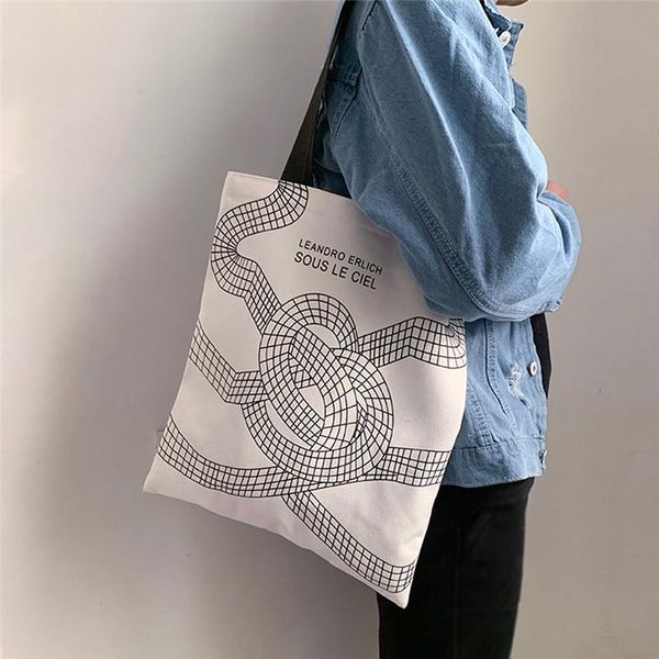 

fashion women canvas tote bags printing art eco reusable shopping bag cartoon handle shopper shoulder bags #40