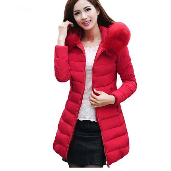 

winter jacket women's 2021 fur collar thick warm cotton parka for women winter jacket coat female, Black