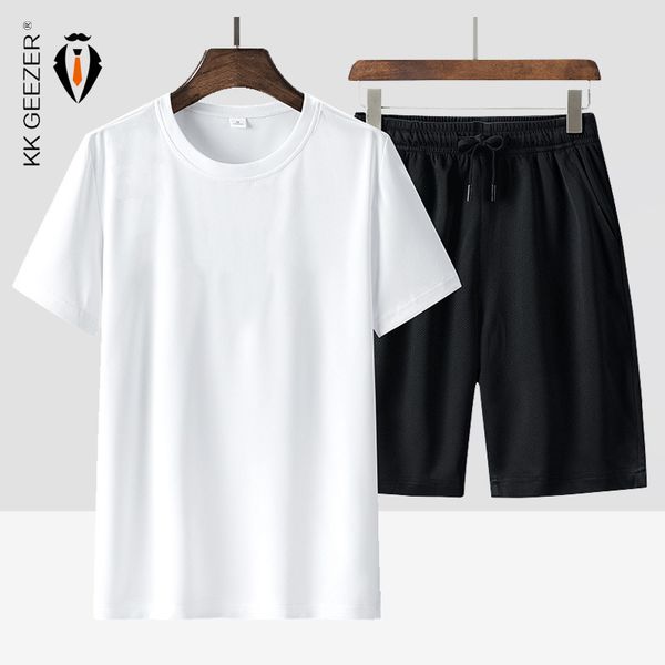 

футболка мужская спортивная одежда набор 6xl 7xl 8xl быстрые сушки черные белые шорты футболки летний спорт бегущий фитнес дышащая футболка, Gray