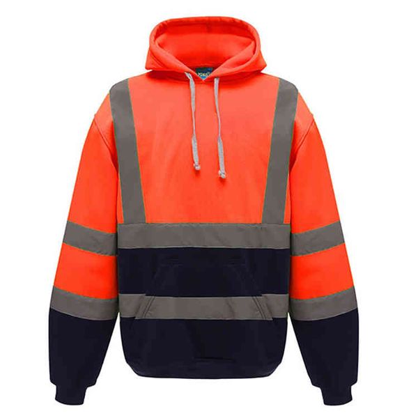 Giacca da uomo arancione riflettente Road Work Cappotto ad alta visibilità ad alta visibilità Abbigliamento da lavoro