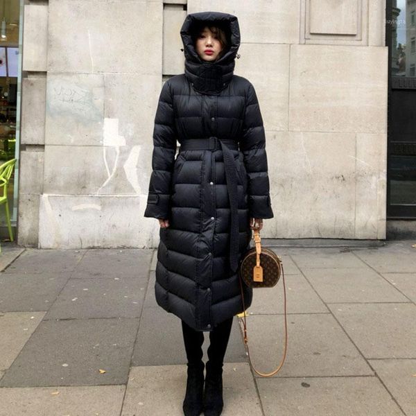

leiouna thick loose slim x- long duck down fashion coat jackets woman winter overknee super coat female parka women korean warm1, Black