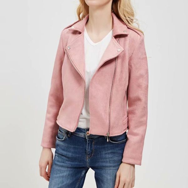 

womens casual solid outerwear lapel zipper long sleeve pocket jacket belt coats leather jackets zip up biker coats clothes 9.2, Black;brown