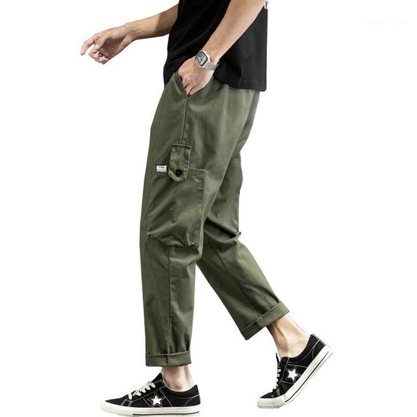 

men's pants 2021 autumn men side pockets joggers mens japanese streetwear solid sweatpants male hip hop track trousers1, Black