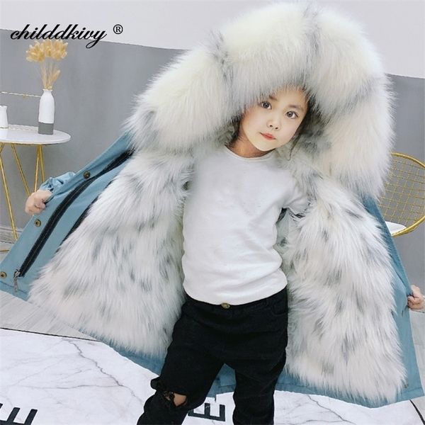 Parka per bambini per le ragazze 2020 inverno spesso ragazze cappotto di pelliccia sintetica bambini cappotto di moda per i vestiti della ragazza giacca da neve per bambini LJ201017