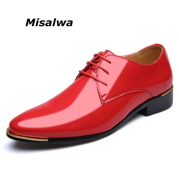 

misalwa big size 38-48 simple classic men luxury business shoes derby gentleman honorable oxford mens shoes red white men flats lj201023, Black