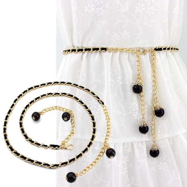 

сеть ремни для женщин мода металла крюк wear цепи талии женщин fine pearl украшения платье, пояс, Black;brown