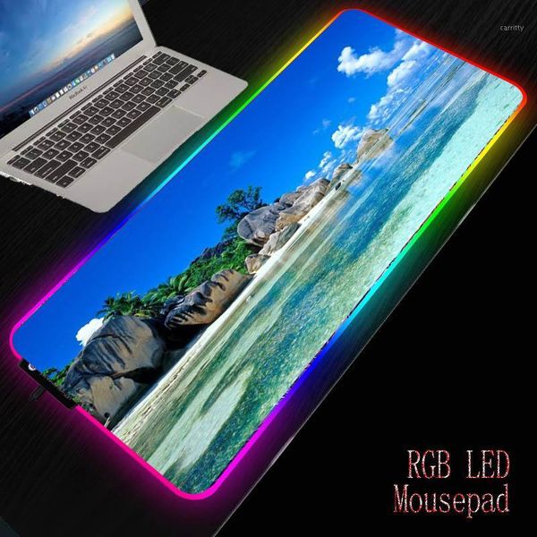 

mrgstone beach landscape mouse pad rgb led large gaming mousepad lapdesk mat rubber slip anti-slip natural rubber1