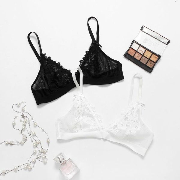 

bras women transparent bra ultra thin bralete lace wireless female comfortable underwear, Red;black