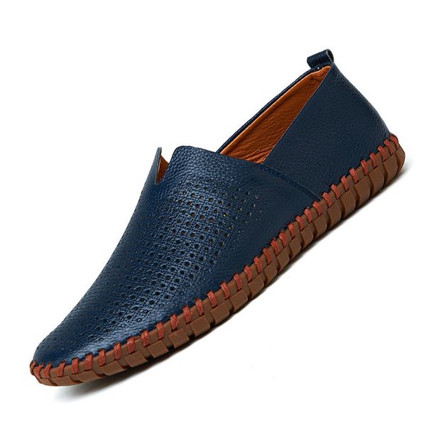 

leather men shoes summer breathable soft men luxury driving shoes slip on casual male loafers comfort moccasins big size 39-50 t200610, Black