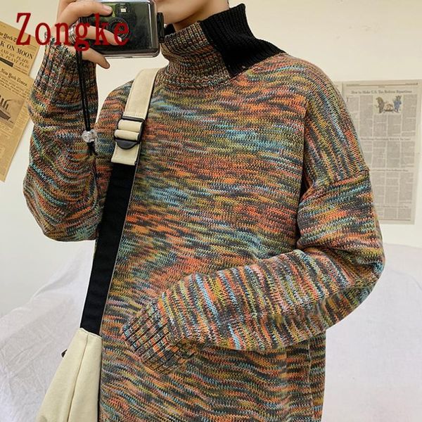 

zongke knitted sweater men clothing mens turtleneck pull sweaters turtleneck men clothes pullover 2020 autumn winter new -5xl, White;black
