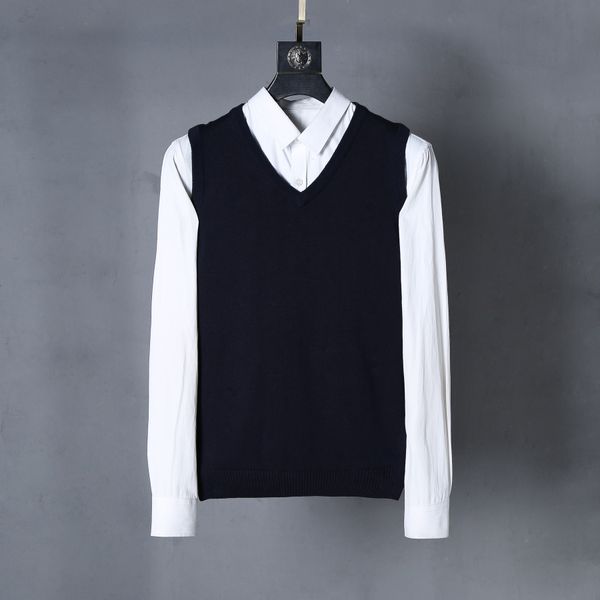 

2021 autumn and winter new casual fashion v-neck men's polo shirt sweater 100% cotton pullover men's sweater large size s-xxl, White;black