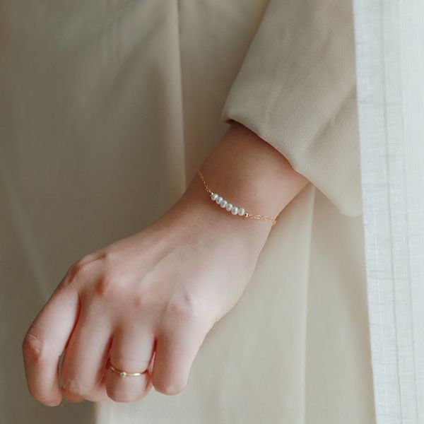

dijia djss1ci new product launched in the u.s.a14k gold injected bracelet female natural pearl bracelet natural pearl near round qiangguang, Golden;silver