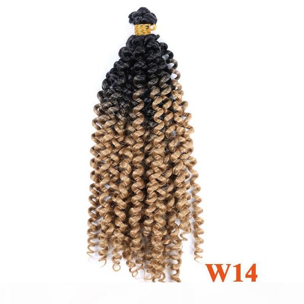 

14" afro kinky завитые вязания крючком выдвижения волос косы низкотемпературный волокна синтетические магистральный плетение волос волна вод, Black