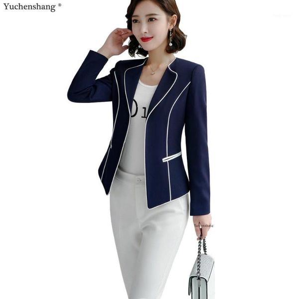 

women black blue blazer business wear coat new 2020 full sleeve plus size 5xl jacket for office ladies1, White;black