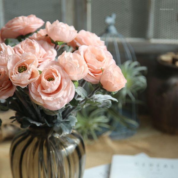 

decorative flowers & wreaths 1pcs 2 heads artificial camellia flower for wedding home decoration diy fake flowers1