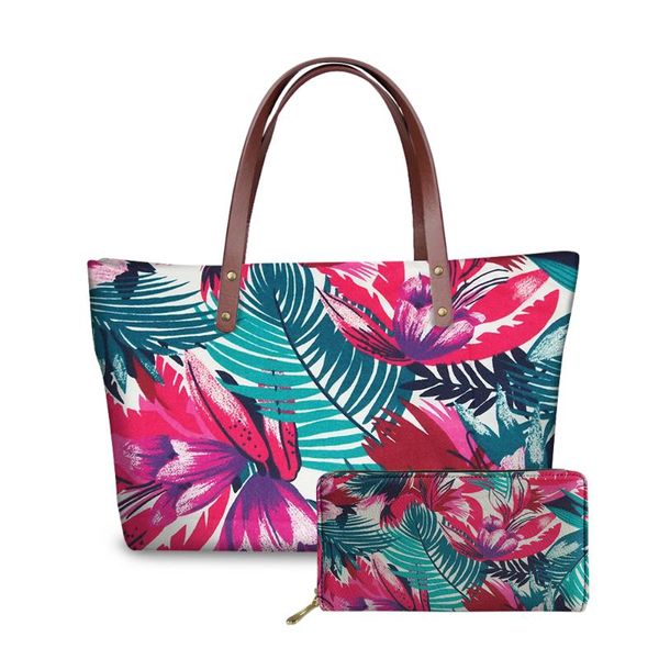 

ladies handbags tropical leaves 2020 customized shoulder bag for women fashion party bag casual tote bolsa feminina dropshipping