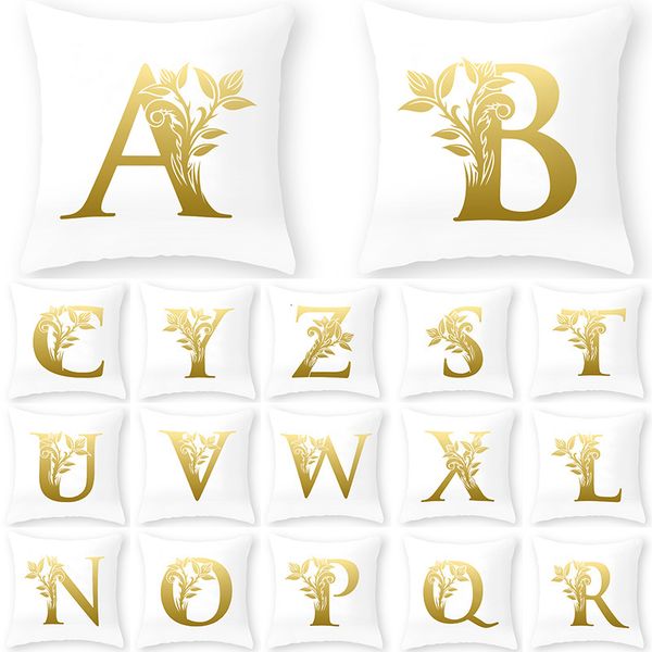 

simple plants english letter alphabet cushion cover polyester throw pillowcase 45*45 sofa home decorative pillow covers 40873
