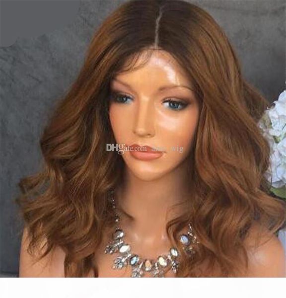 

body wave full lace human hair wigs ombre brown 1b 30# silk lace front wig 100% unprocessed brazilian wigs with baby hair, Black;brown