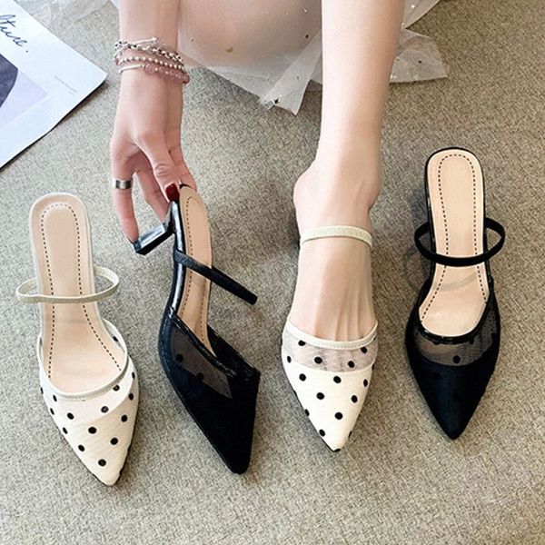 

Women's Summer Slippers Shoes New Spot Party Style 2021 New Fashion Sandals Stiletto Pointed Toe Flat Shoes Outdoor High Heels #ox2Y, Black