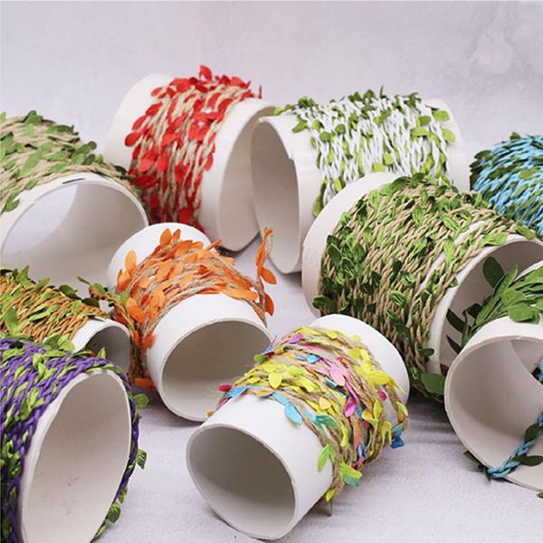 

leaves, rope, wax cord, rattan, floral decoration, props, fence, wrapped tube, packaging, handmade diy binding material, Black;white