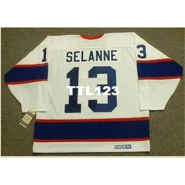 

421 #13 teemu selanne winnipeg jets 1992 ccm vintage away hockey jersey or custom any name or number retro jersey, Black