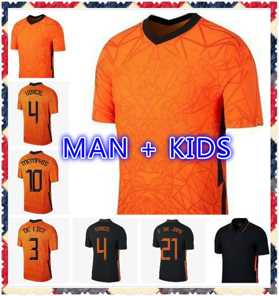

2020 2021 netherlands jersey national team uniforms men kids kit f.de jong van de beek football jersey holland de ligt memphis jersey 20/21, Black;yellow