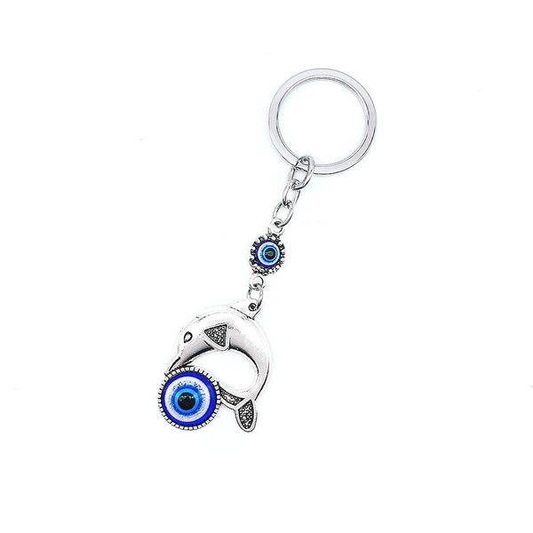 

turkey supplies lucky dolphin blue eye keychain devil's pendant, Silver