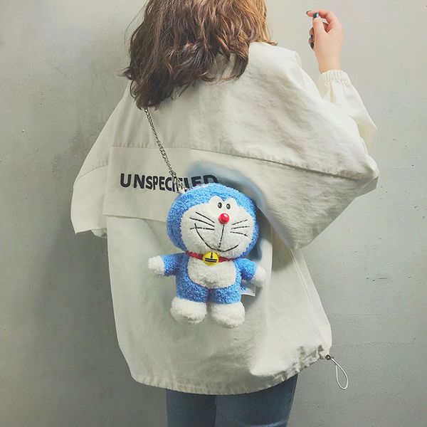 

cartoon baby bag pack soft blue doraemon cat plush bag girl school bags one shoulder worn baochao y200706